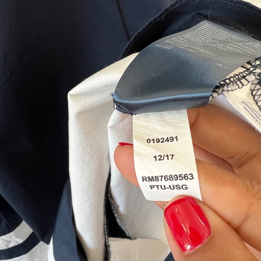 Tommy Hilfiger Navy Blue Off Shoulder Feminine Old Money Midi Dress Womens Small - Picture 14 of 14